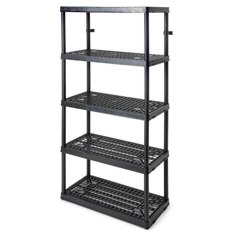 Gracious Living 5 Shelf Fixed Height Ventilated Heavy Duty Shelving Unit 18 x 36 x 72" Organizer System for Home, Garage, Basement, and Laundry, Black, 1 of 7