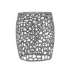 ACEPANO 15 in. W Aluminum Drum-Shaped End Table with Exquisite Floral Pattern-Silver - 3 of 4