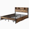CAVINAS Platform Bed with Charging Station,Bed Frame with Storage Headboard,Box Spring Not Required,Brown/Black - 4 of 4