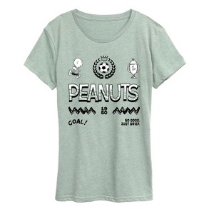 Women's - Peanuts - Charlie Brown Soccer Jersey Short Sleeve Graphic T-Shirt - 1 of 3