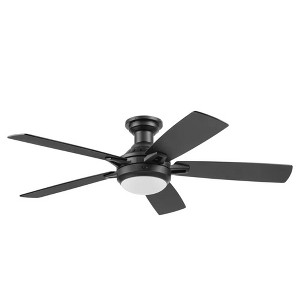 Honeywell Radstock 52" Ceiling Fan, Contemporary Indoor Fan with LED Light, Dual Mounting Options, Remote, & 5 Reversible Blades, Matte Black - 1 of 4