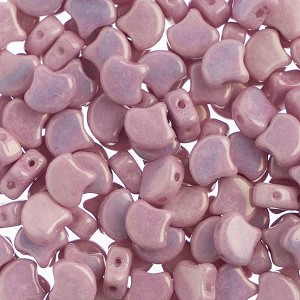 John Bead Matubo 50g Czech Glass 7.5mm White Metallic Pink Ginko Leaf Beads - 1 of 2