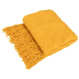 Catalonia Knitted Throw Blanket for Couch, Decorative Blanket with Fringe, Acrylic Leisure Blanket for Bed, Sofa, Living Room - 1 of 4
