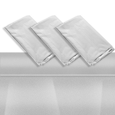 Juvale 3-Pack Shiny Silver Plastic Tablecloth, Fits 8-Foot Long Table, Silver Themed Party Supplies, 4.5x9"