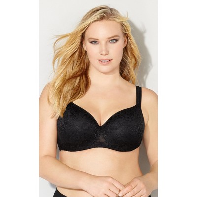 AVENUE | Women's Plus Size Lace Balconette Bra - black - 44B