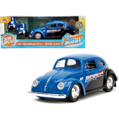1959 Volkswagen Beetle "Spirit3 Racing" Blue and Black and Boxing Gloves Accessory "Punch Buggy" 1/32 Diecast Model Car by Jada
