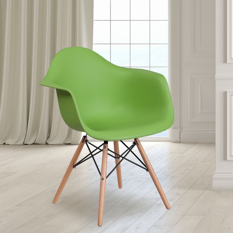 Flash Furniture Alonza Series Plastic Chair with Arms and Wooden Legs, 3 of 7