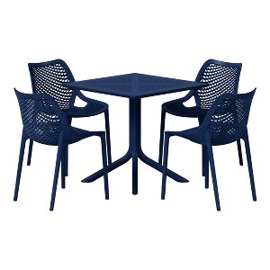 WestinTrends Playa 5-Piece Modern Square Patio Dining Table Set with Stackable Patio Dining Chairs - 1 of 4