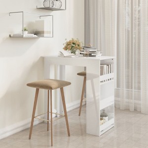 vidaXL Bar Table with Storage Rack High Gloss White 40.2"x19.7"x40.7" - 1 of 4