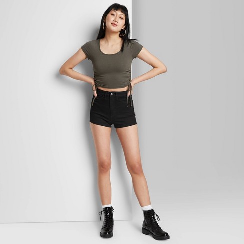 Women S High Rise Jean Shorts Wild Fable Black 00 Target