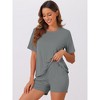 cheibear Women's Comfy Lounge Boxy T-Shirt and Sleep Shorts Set - 2 of 4