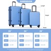 Gulches 3 Piece Luggage Sets ABS Lightweight Suitcase with Two Hooks, Spinner Wheels, TSA Lock, (20/24/28) LIGHT BLUE - 3 of 4