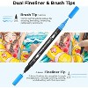 Ohuhu Markers for Adult Coloring Books: 100 Colors Brush Pens Dual Brush Fine Tip Drawing Pens Water-Based Markers with Carrying Case - Maui - Black - 4 of 4