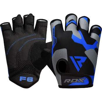 RDX Sports F6 Fitness Gym Gloves - Enhanced Grip and Support for Strength Training, CrossFit, Bodybuilding, Powerlifting, Workout Gloves - Blue - S