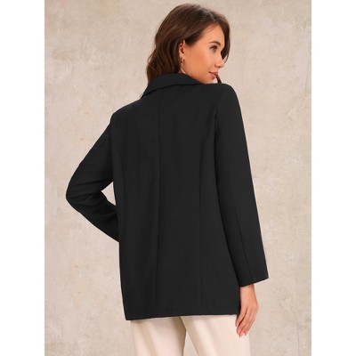 Allegra K Women's Long Sleeve Open Front Business Work Suit Blazer with Pocket Black Small — фото 3