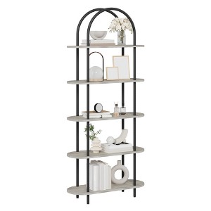 71" Arched 5-Tier Bookshelf with Metal Frame, Freestanding Open Bookcase and Plant Stand for Home and Office - 1 of 4