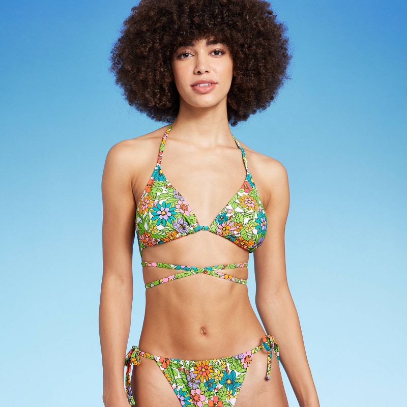 Women's Triangle Wrap Bikini Top - Wild Fable™ Multi Floral Print, 4 of 17