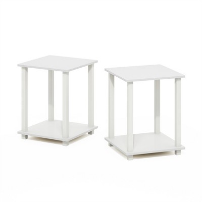 Furinno Simplistic End Table, Set of Two, White/White