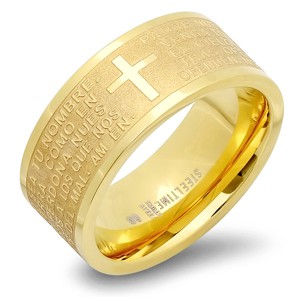Steeltime stainless steel 'padre nuestro' lord's prayer ring - 1 of 4