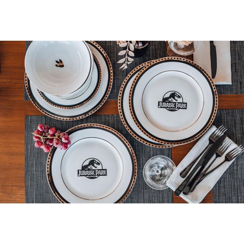 Ukonic Jurassic Park Logo 16-Piece Ceramic Dinnerware Set Replica | Plates, Bowls, Mugs, 4 of 7