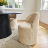 Set of 4 Chenille Dining Chairs with Casters, Upholstered Barrel Chairs, Rolling Seats for Kitchen or Round Dining Table-Maison Boucle - 2 of 4