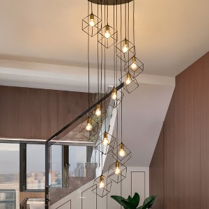 BAOURE 15.74" Black High Ceilings Long Chandelier, 7-Light Large Foyer Chandelier, Long Hanging Chandeliers for Staircase Foyer Entryway - 1 of 4