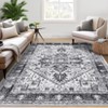 Washable Area Rug Vintage Living Room Rug Oriental Rug for Bedroom Non-Slip Retro Medallion Carpet Print Distressed Rug for Dining Room - 3 of 4