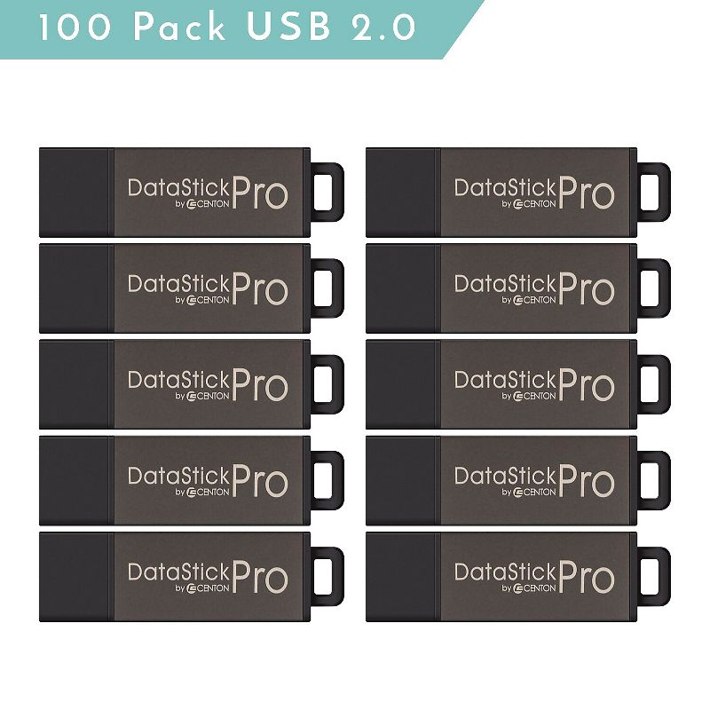 Centon MP Valuepack USB 2.0 Pro Flash Drive Gray 4GB Capacity 100/Pack (S1-U2P1-4G100PK), 1 of 6