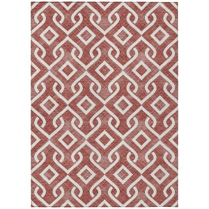 Burgundy And Ivory Geometric Washable Indoor Outdoor Area Rug - 1 of 4