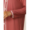 cheibear Women's Button Down V Neck Long Sleeve Pajama Nightshirt Dress - 4 of 4