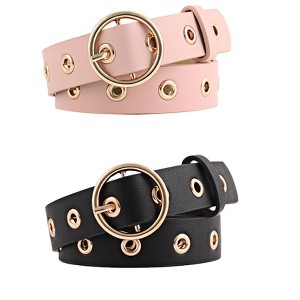 INSPIRE CHIC Womens Grommet Belt Faux Leather Single Pin Buckle Punk Belts for Jeans Pants - 1 of 4