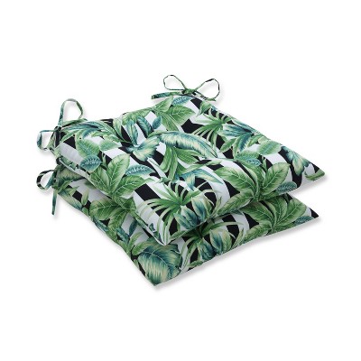 2pk Freemont Palmetto Wrought Iron Outdoor Seat Cushions Black - Pillow Perfect