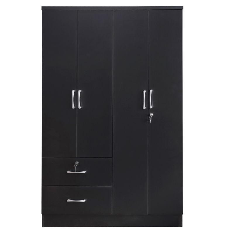 Better Home Products Luna Modern Wood 4 Doors 2 Drawers Armoire in Black, 2 of 4