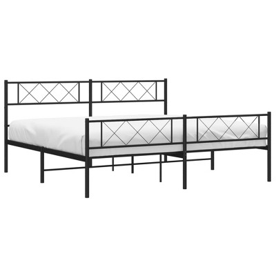 idaXL Metal Bed Frame - Durable Powder-Coated Steel, Black - with Headboard & Footboard