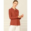 Allegra K Women's Work Office Long Sleeve Button Decor Elegant Bow Tie Neck Blouse - 3 of 4