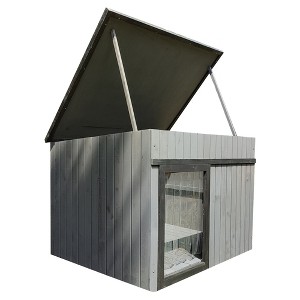 Rugged Ranch XL Dog House, Wooden Outdoor Kennel for Large Dogs with Hinged Roof, Weatherproof Shelter, Removable Floor, Black/Gray - 1 of 4