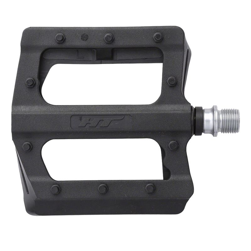 HT PA12 Platform Pedals 9/16" Nylon Reinforced Composite Body In-Mold Pins Black, 1 of 2