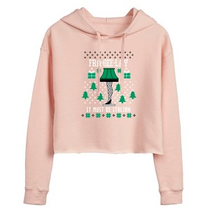 Women's - A Christmas Story - Frageelay Leg Lamp Ugly Sweater Cropped Graphic Hoodie - 1 of 4