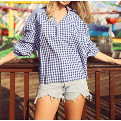 Gingham Check Puff Sleeve Blouse | Izabel London