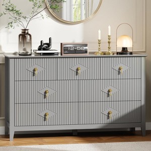 54-Inch Fluted 7-Drawer Wood Dresser Modern Chest of Drawers for Bedroom, Living Room, Hallway & Entryway Storage - 1 of 4