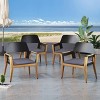 Soho 4pk Outdoor Acacia Wood Club Chairs with Cushions - Teak/Black/Dark Gray - Christopher Knight Home - 2 of 4