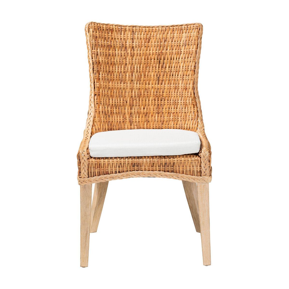 bali & pari Derris Natural Rattan Dining Chair with Cushion Light Honey