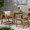 Coolbibila Modern Wicker Wooden Outdoor Poolside Lounge Chair Set of 2,Patio PE Rattan Woven Back Kitchen Dining Chair,Acacia Wood Garden Chair - 2 of 4