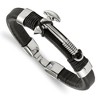 Chisel Stainless Steel Polished Hatchet Black Leather 8.5" Bracelet - 2 of 2