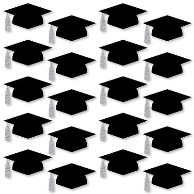 Big Dot Of Happiness Silver Graduation Hat Decorations - Diy Large ...