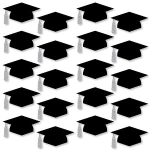 Big Dot of Happiness Silver Graduation Hat Decorations - DIY Large Party Essentials - 20 Count - 1 of 4