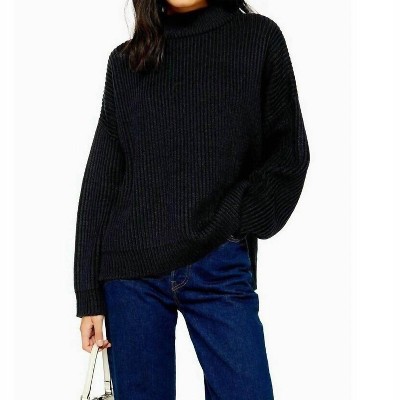 Women's Oversize Rib Knit Mock Neck Pullover Sweater - Topshop