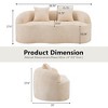 Loveseat High-Density Sponge Curved Armrest Sofa with 2 Pillows, Cream Color - 3 of 4