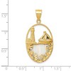 Black Bow Jewelry 14k Yellow Gold & Imitation Opal Lighthouse and Sailboat Oval Pendant - 4 of 4