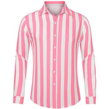 Lars Amadeus Men's Casual Striped Long Sleeves Button Down Shirts